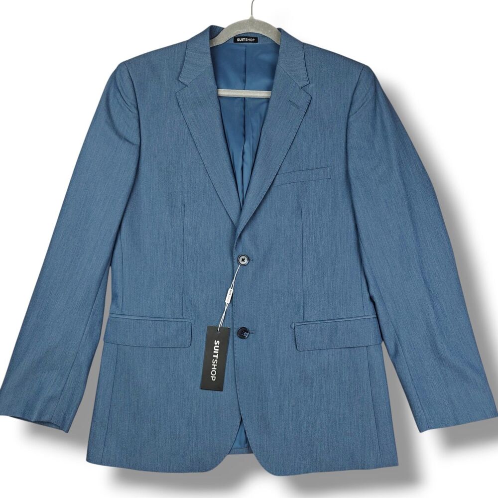 SuitShop 50R Light Blue Suit Jacket Slim Fit Stretch NWT